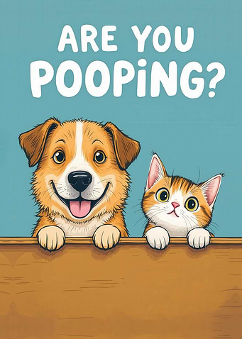 Dog and Cat Funny Bathroom Art