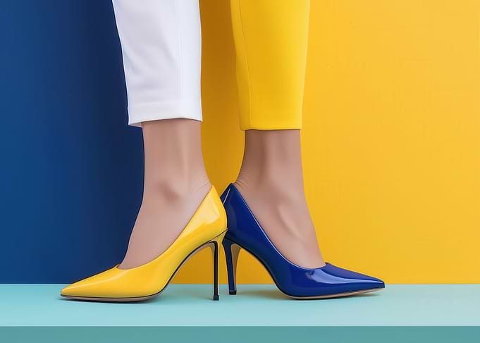 Yellow and Blue Heels