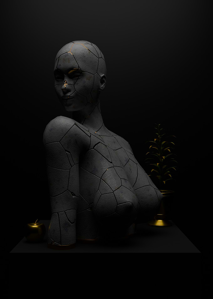 Cracked Stone Figure