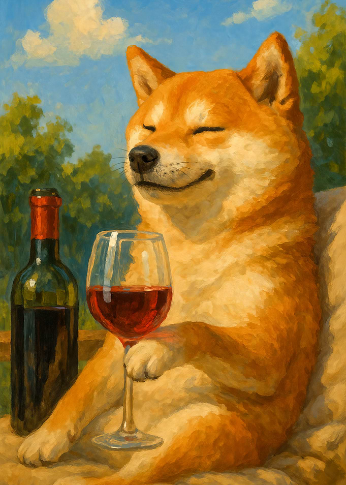 Shiba Inu Wine Time – Funny Doge Summer Painting