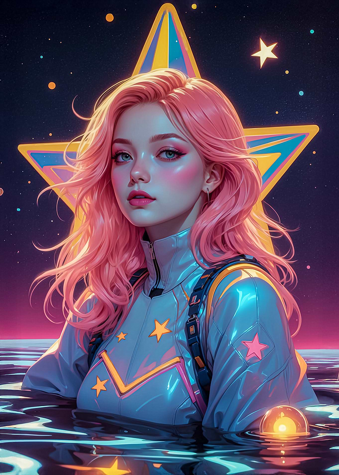 Pink-Haired Girl in Space