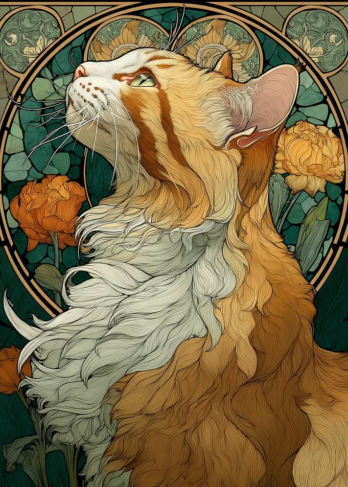 Art Deco Cat Portrait