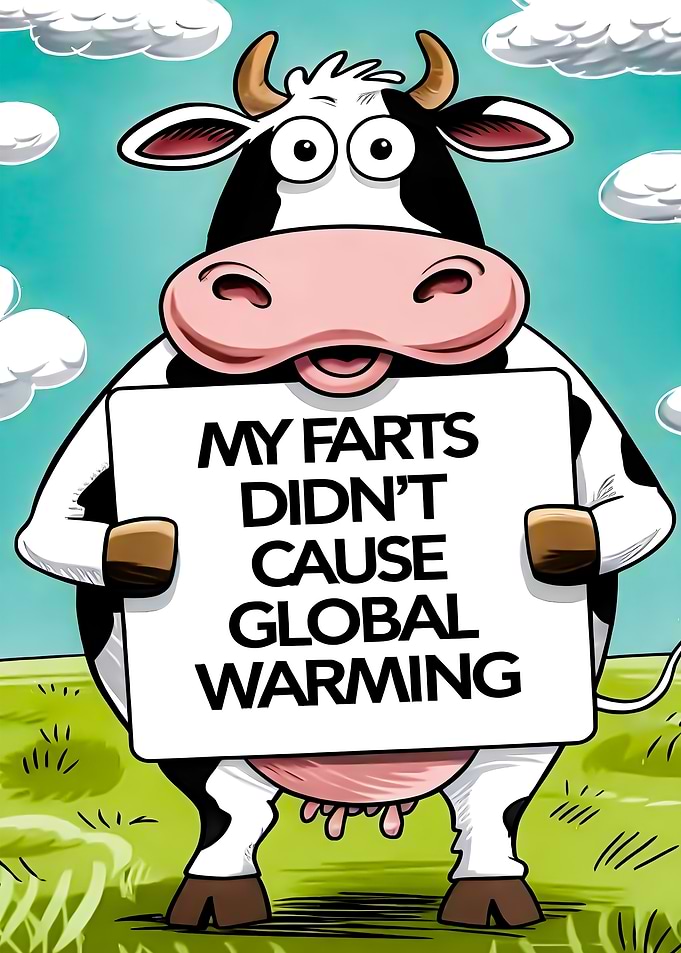 Cow Holding Sign