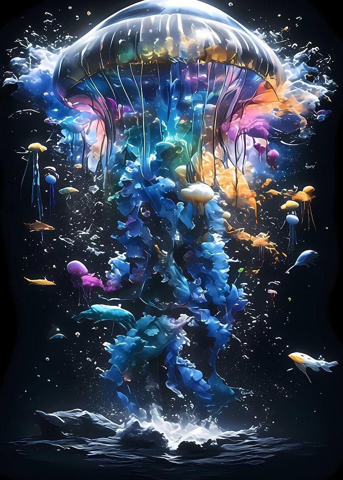 Colorful Jellyfish Art Animal