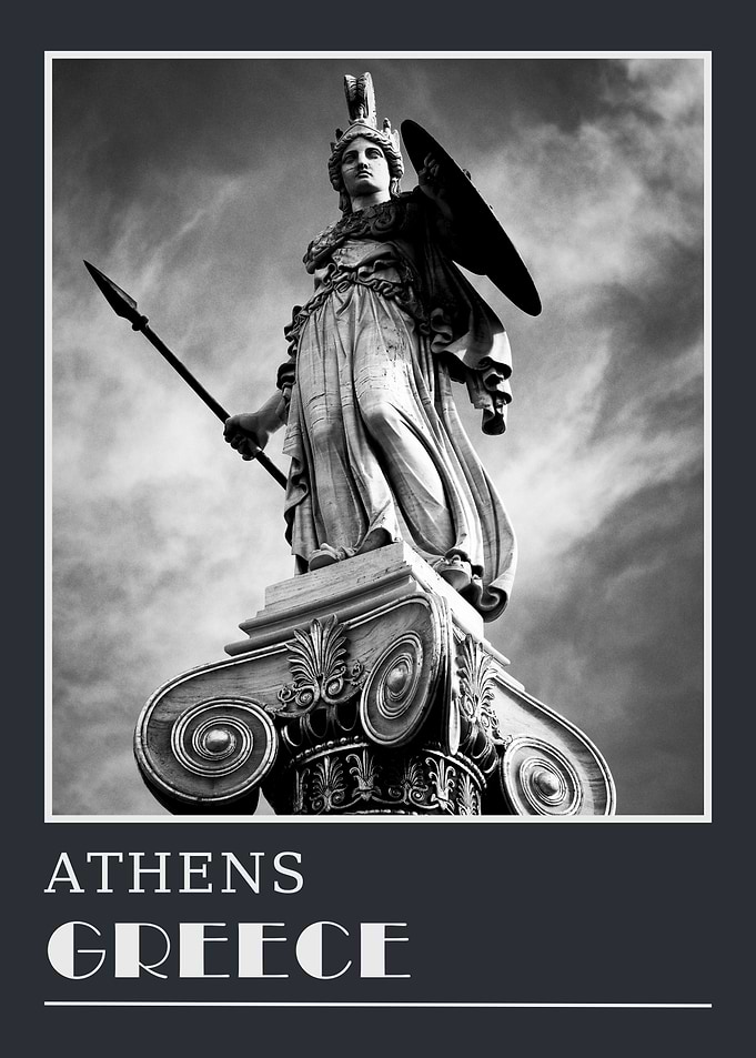 Athena Statue in Athens Photo Travel Poster
