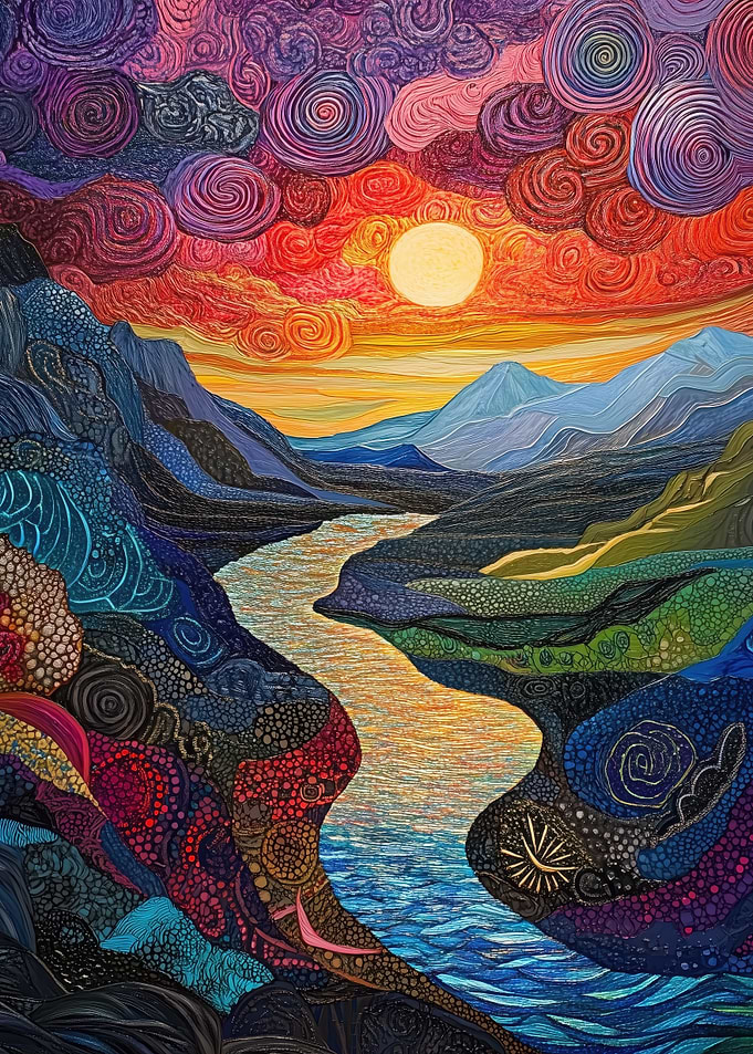 Sunset River Landscape