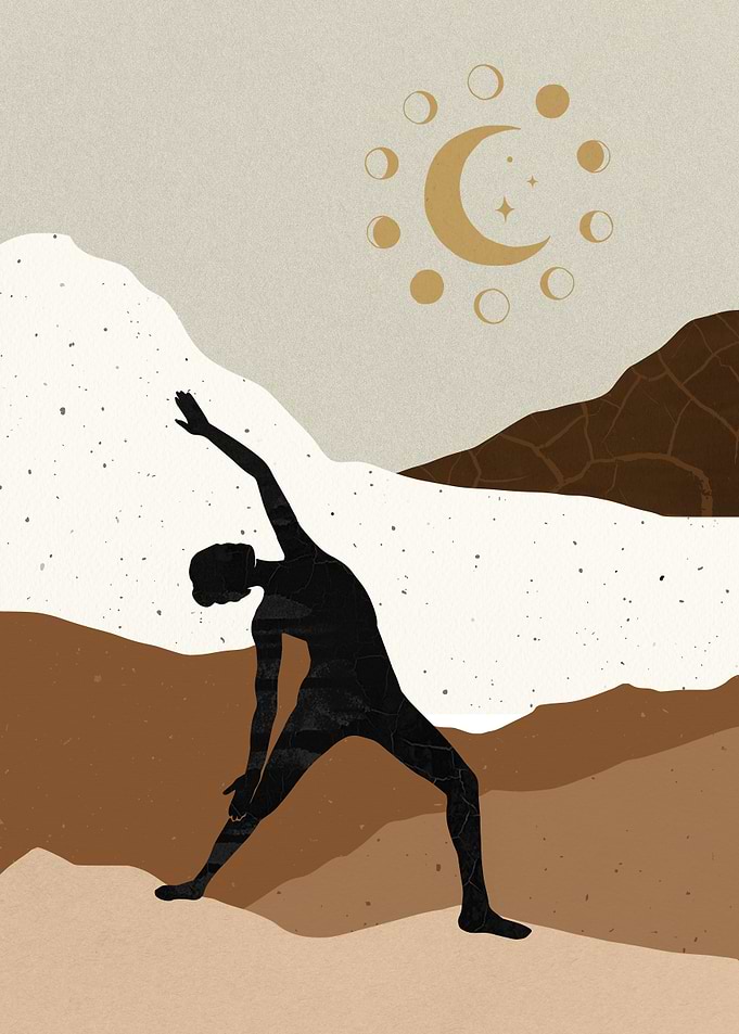 Yoga Silhouette with Moon Phases