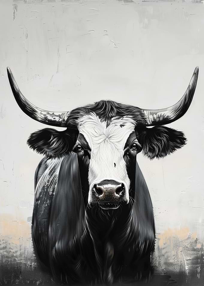 Black and White Bull Portrait