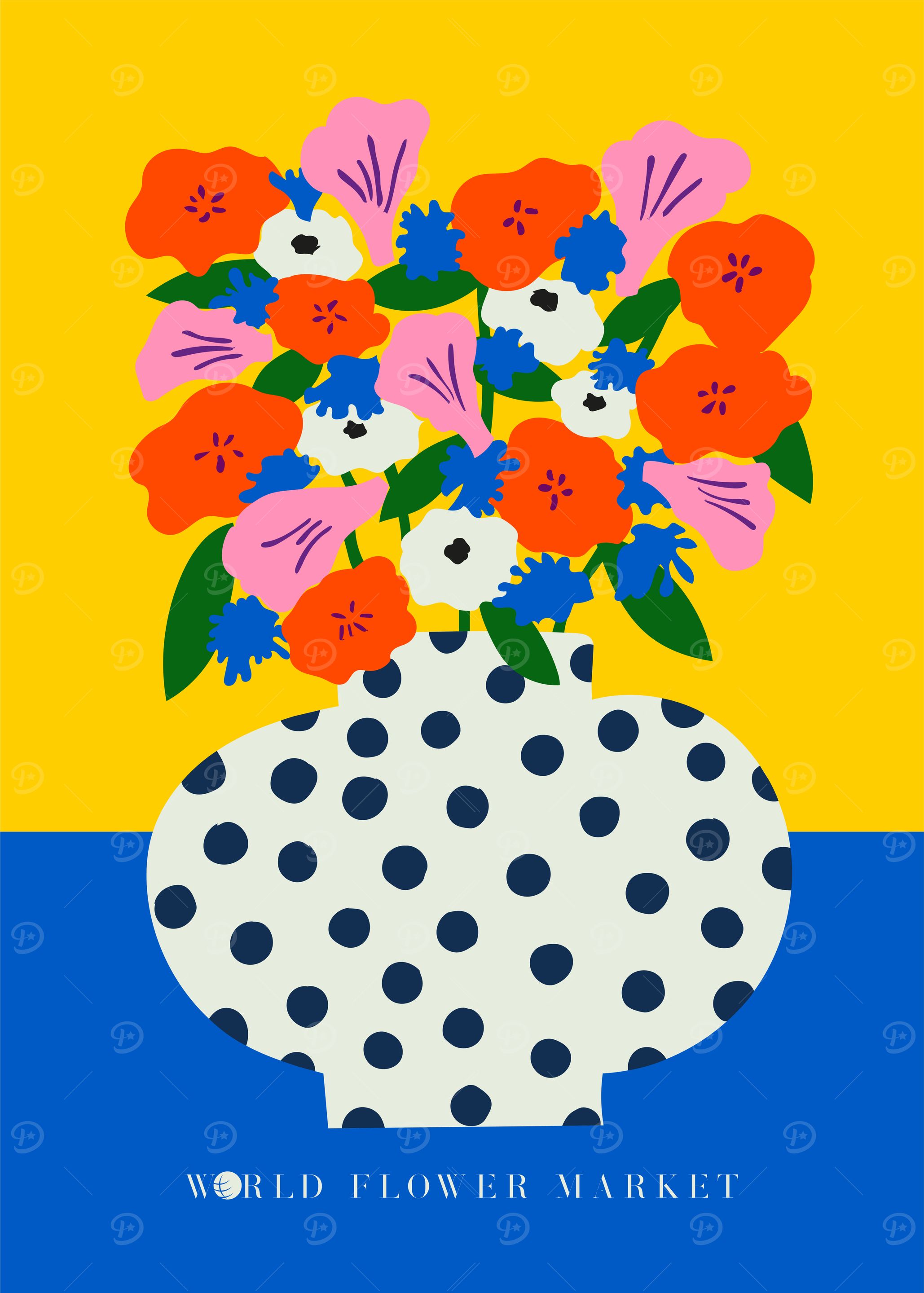 Dot Vase with Flowers