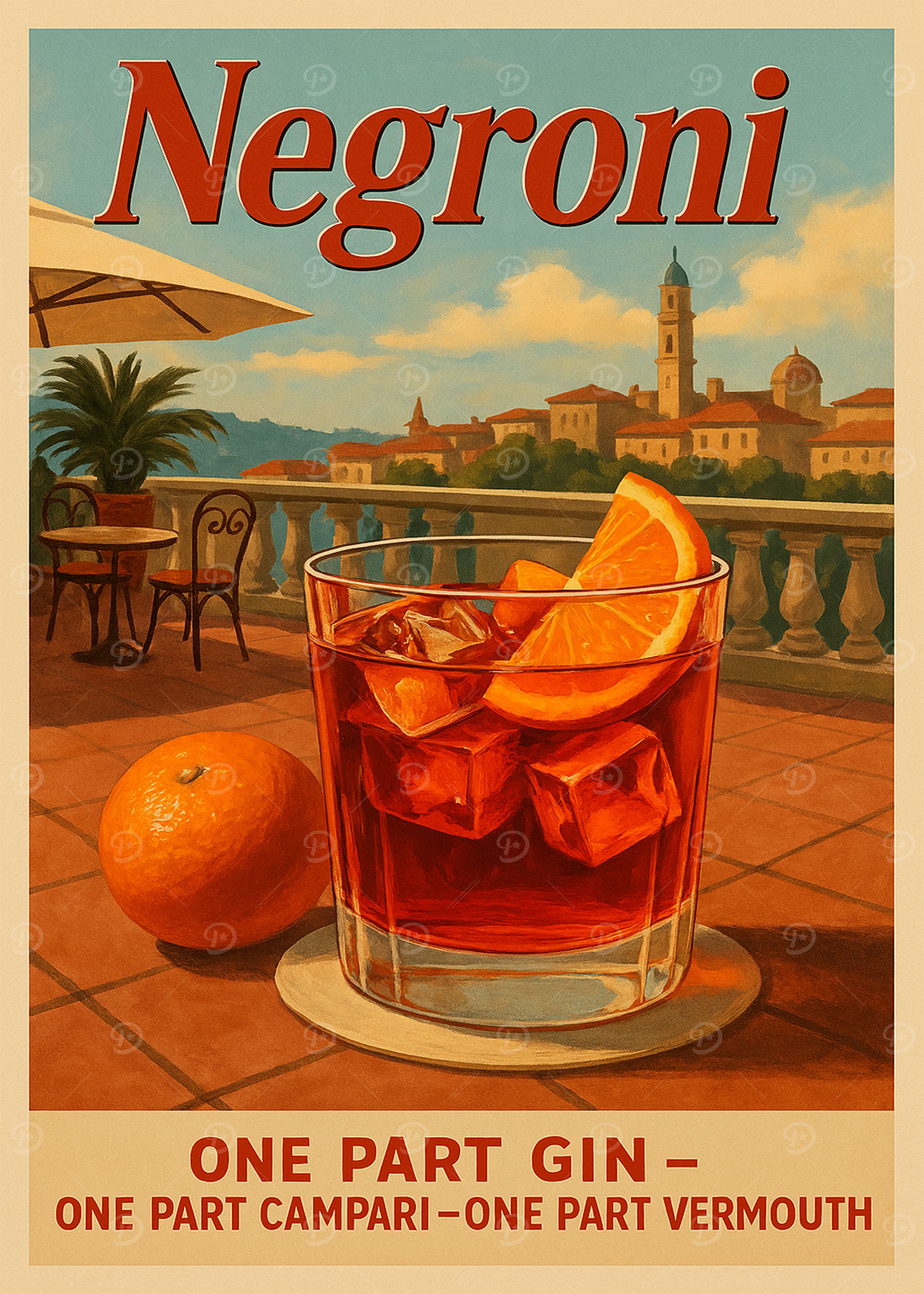 Negroni Cocktail Poster