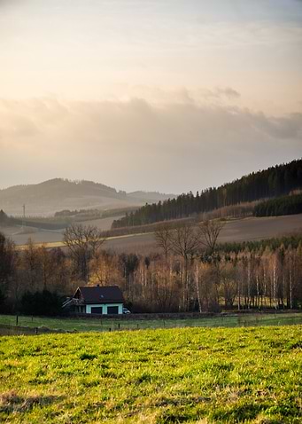 Countryside House at Sunset