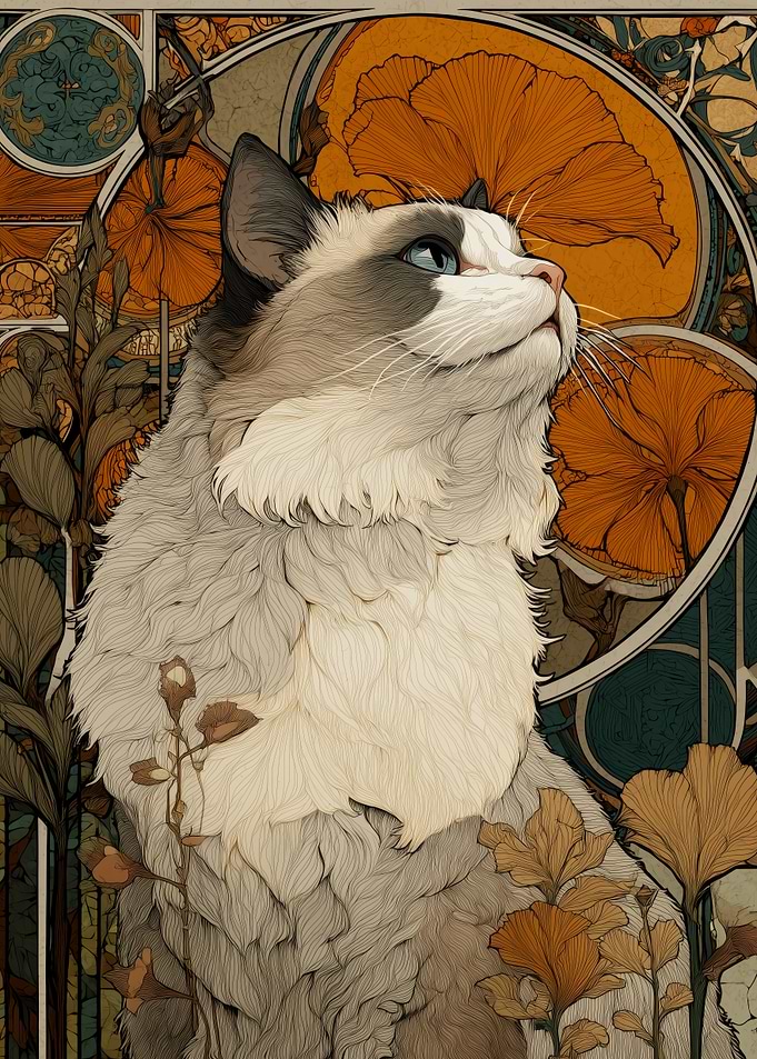 Art Deco Cat Portrait