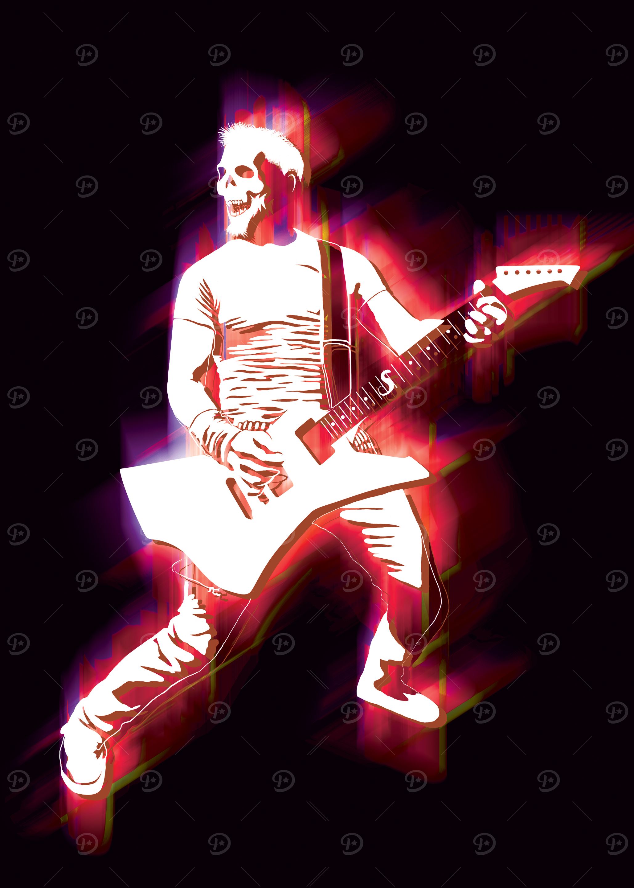 Skull Face Heavy Metal Guitarist