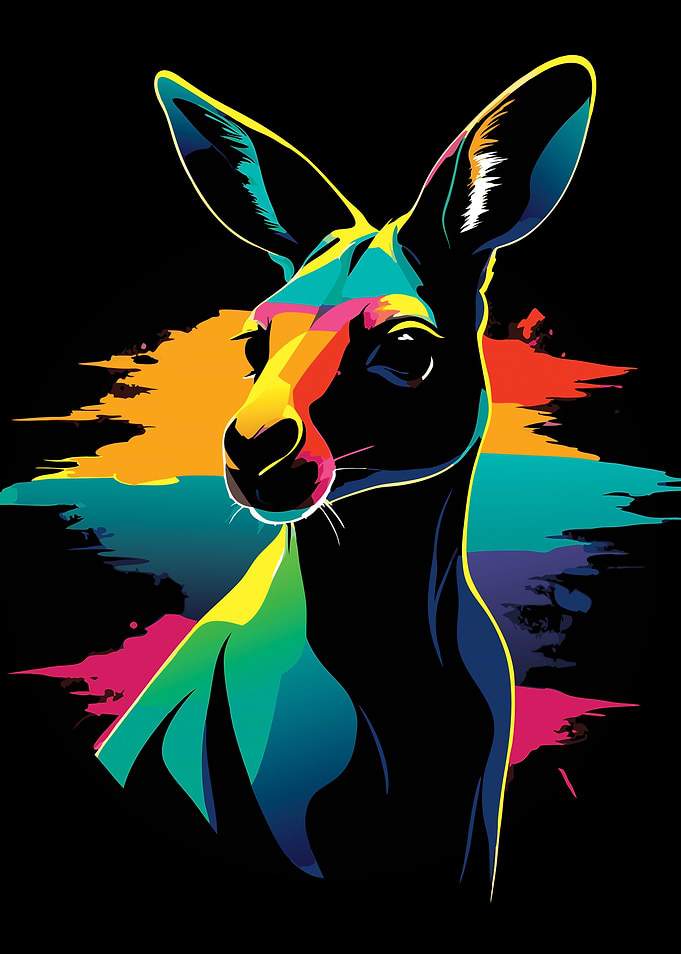 Kangaroo Colorful Art
