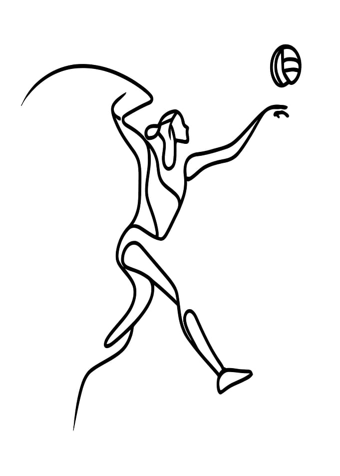 Volleyball Player Line Art