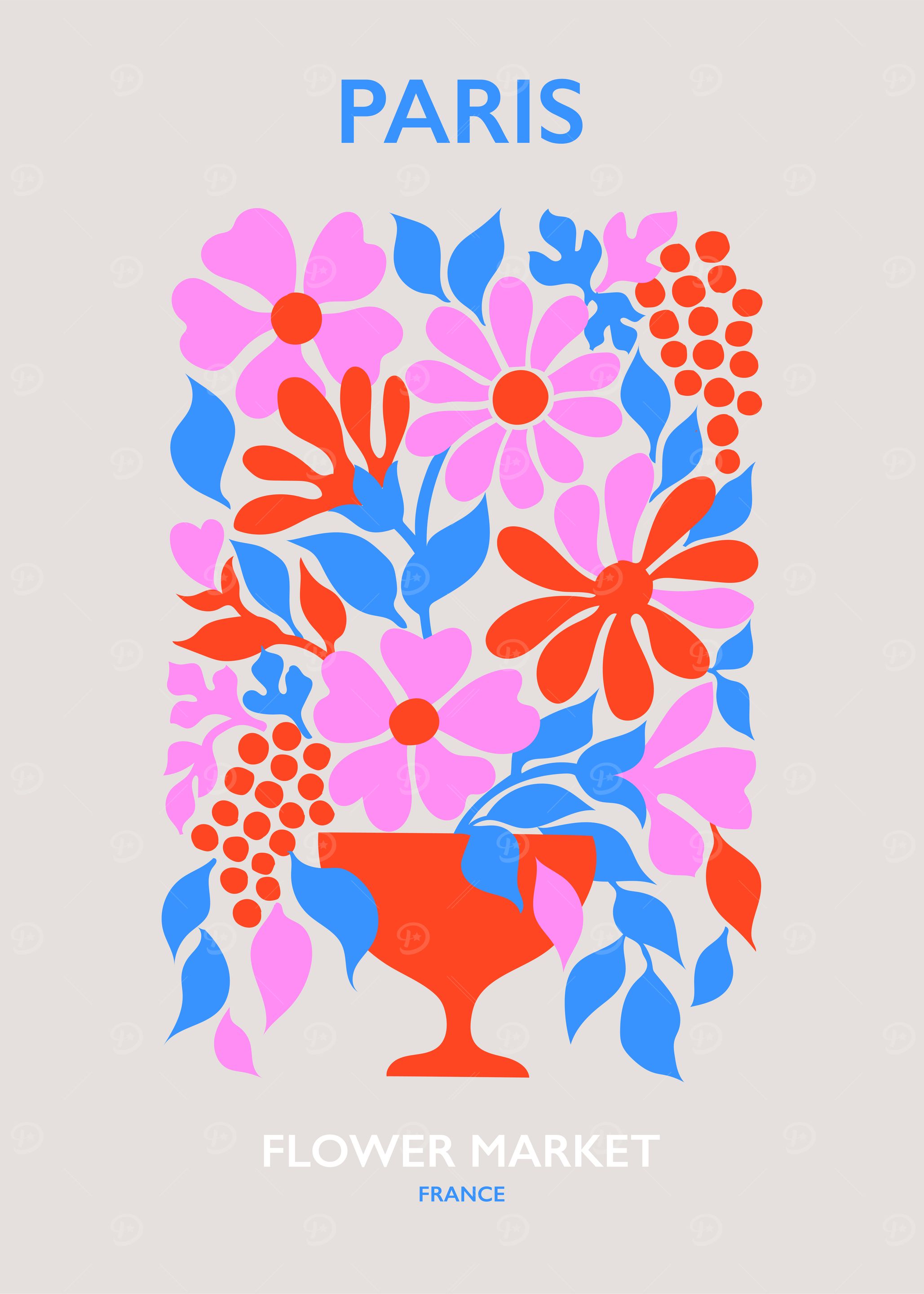Paris Flower Market Poster