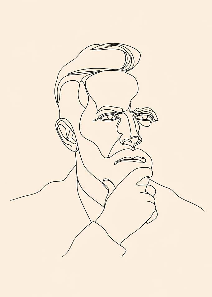 Minimalist Line Art Man Portrait