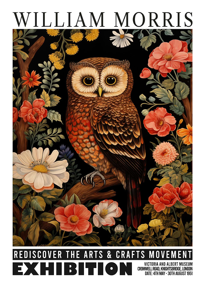 William Morris Owl Floral Exhibition