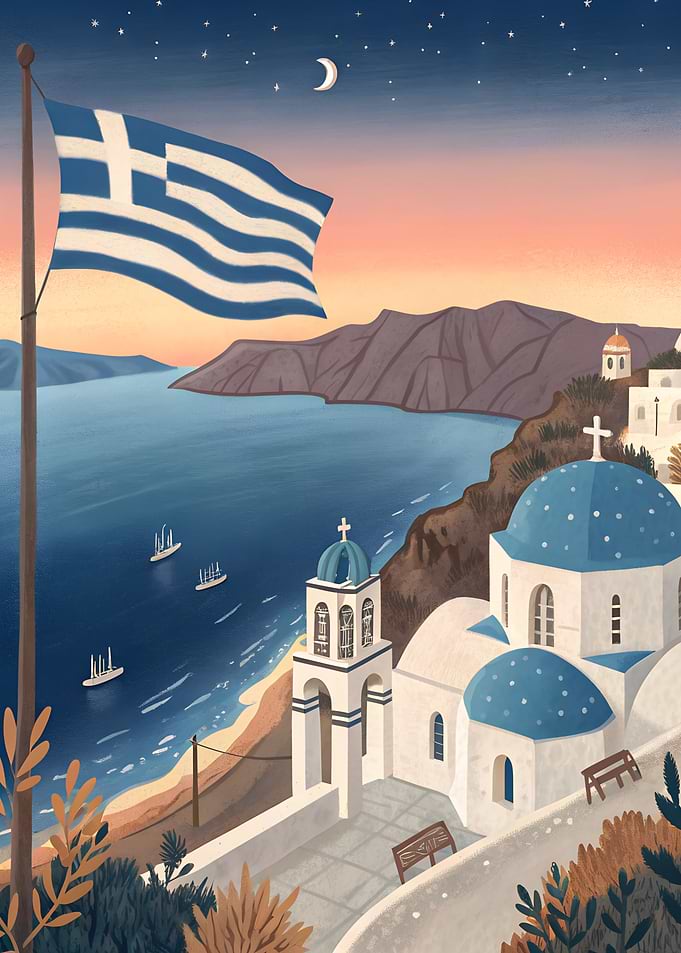 Greek Island Greece Flag