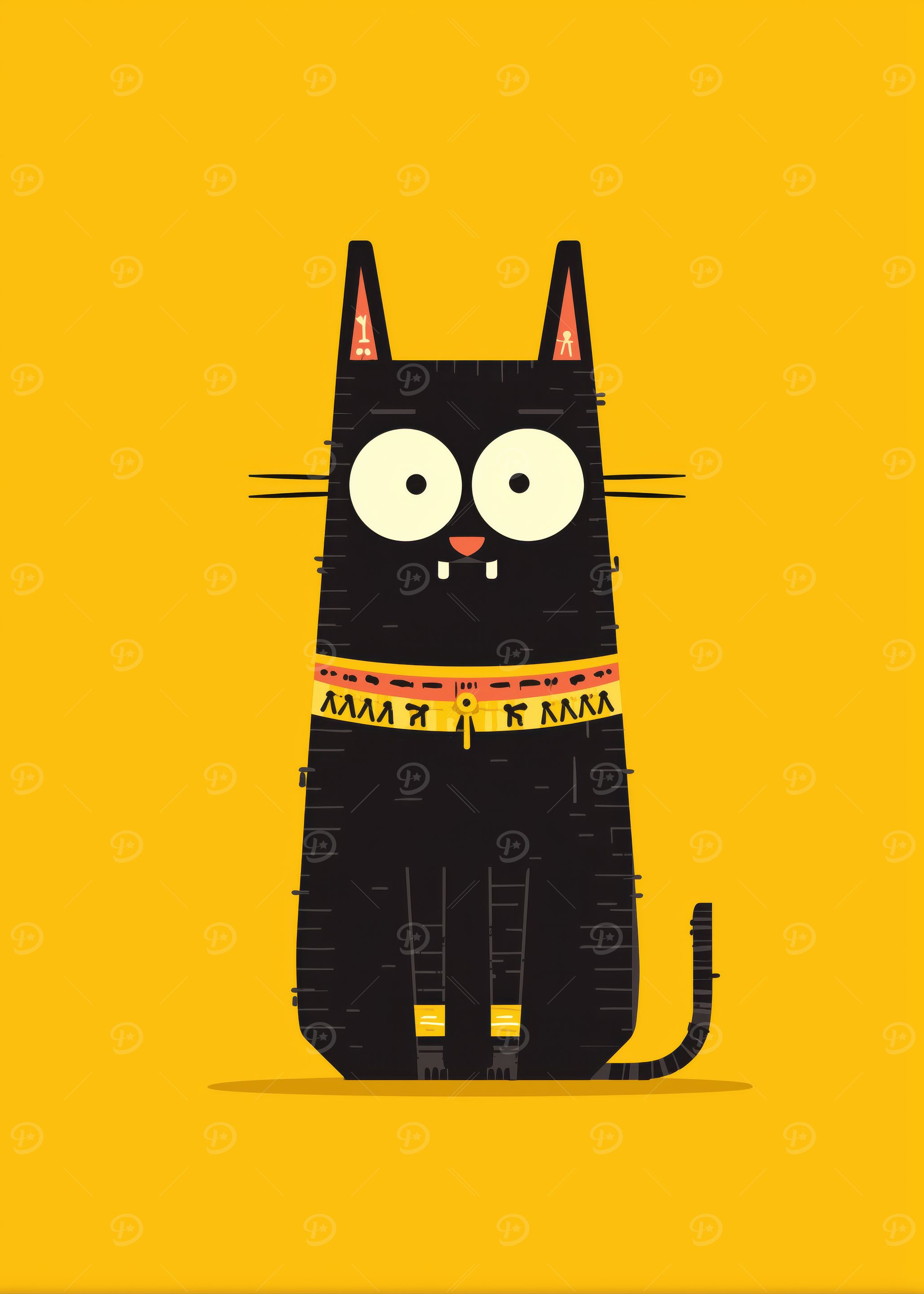 Cute Black Cat Illustration