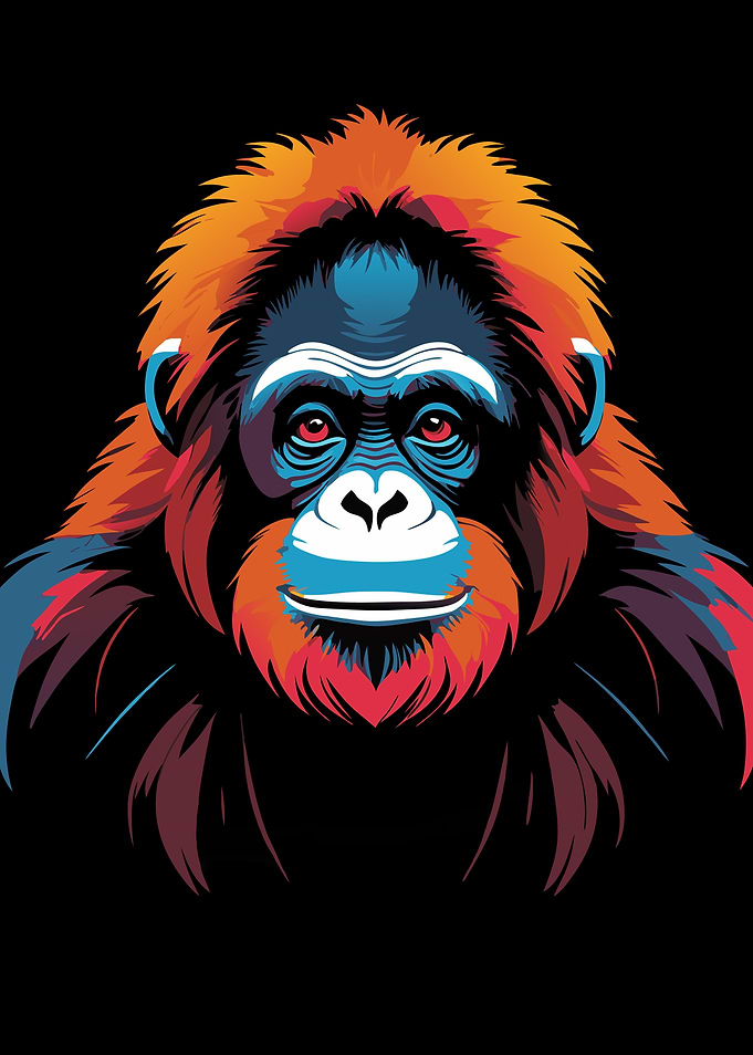 Colorful Orangutan Portrait