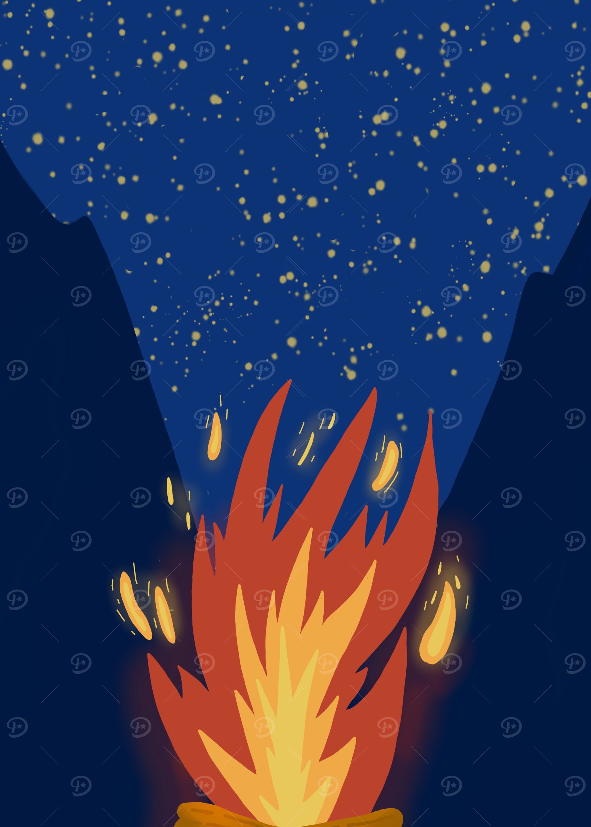 Campfire Under Stars