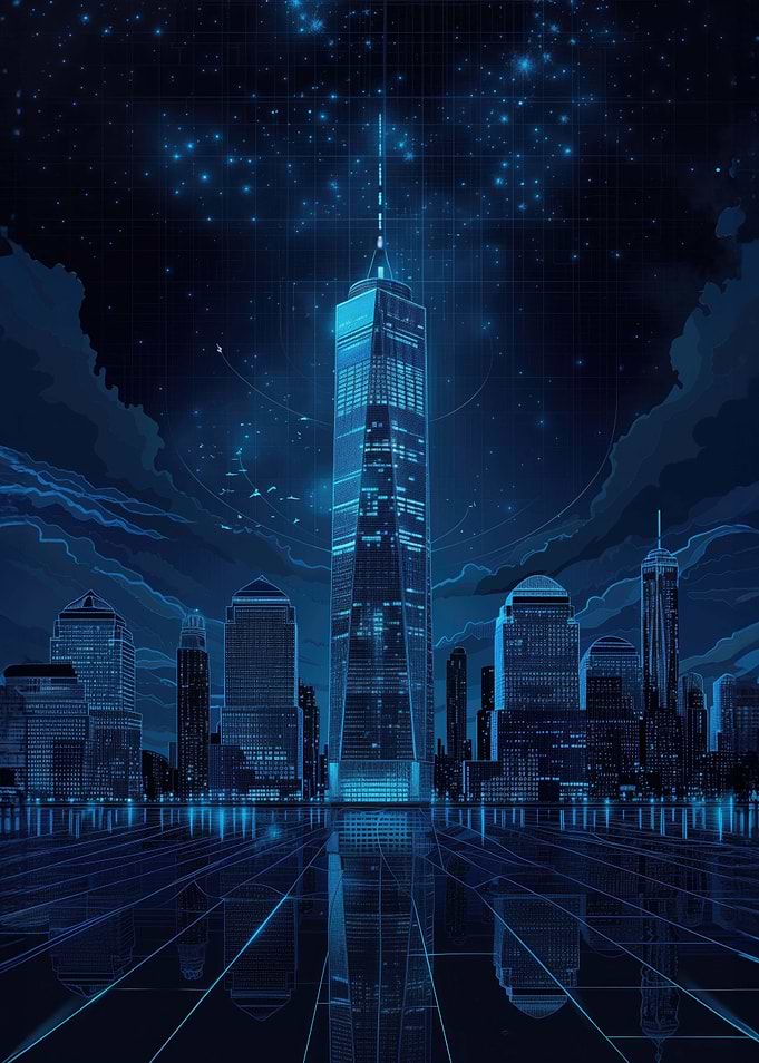 Cyberpunk New York Skyline