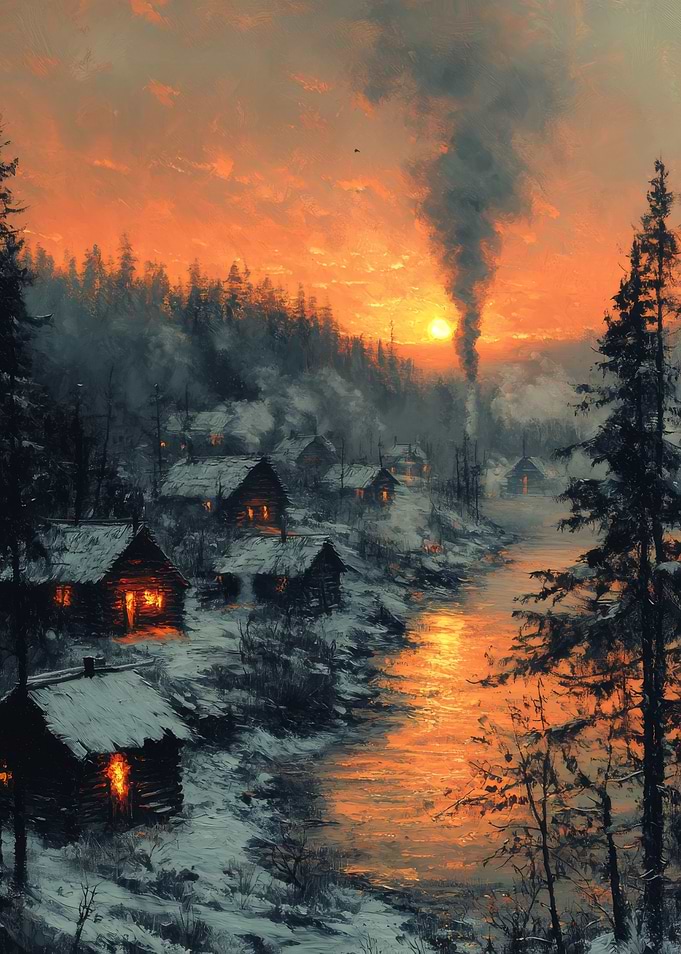 Winter Village Sunset