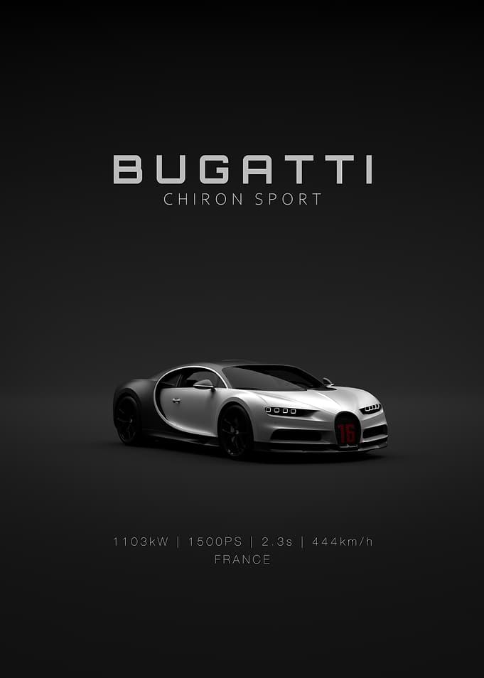 Front Bugatti Chiron Sport - White - Specs