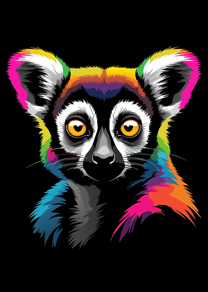 Colorful Lemur Portrait
