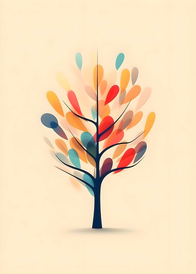 Abstract Minimalist Colorful Tree