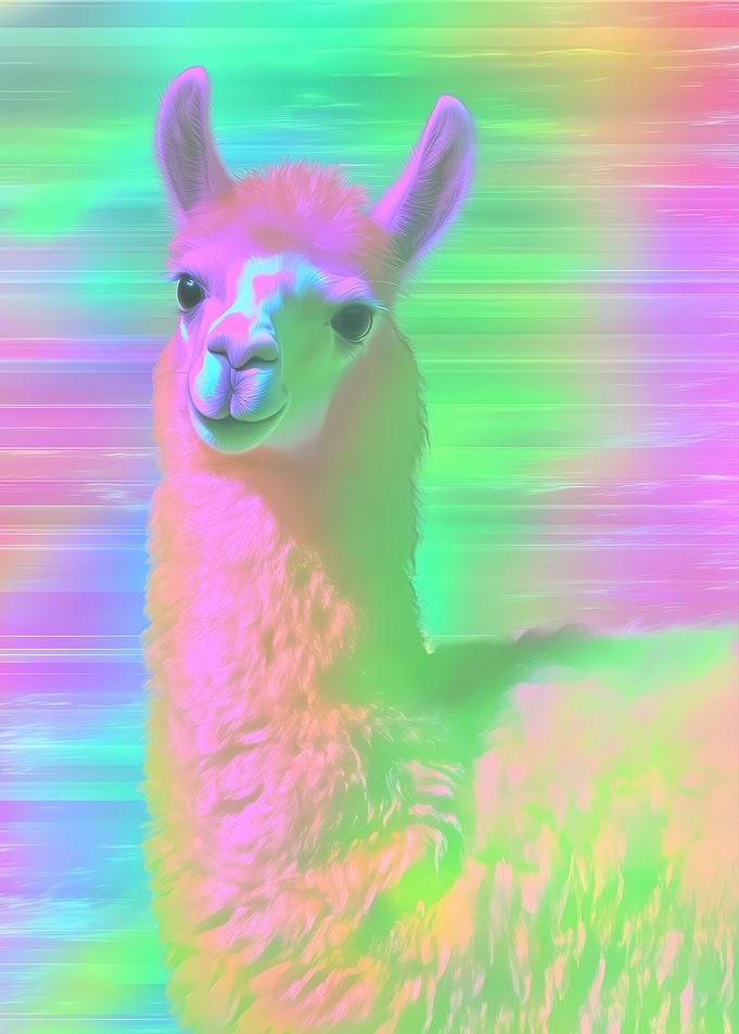Llama in Neon Glow