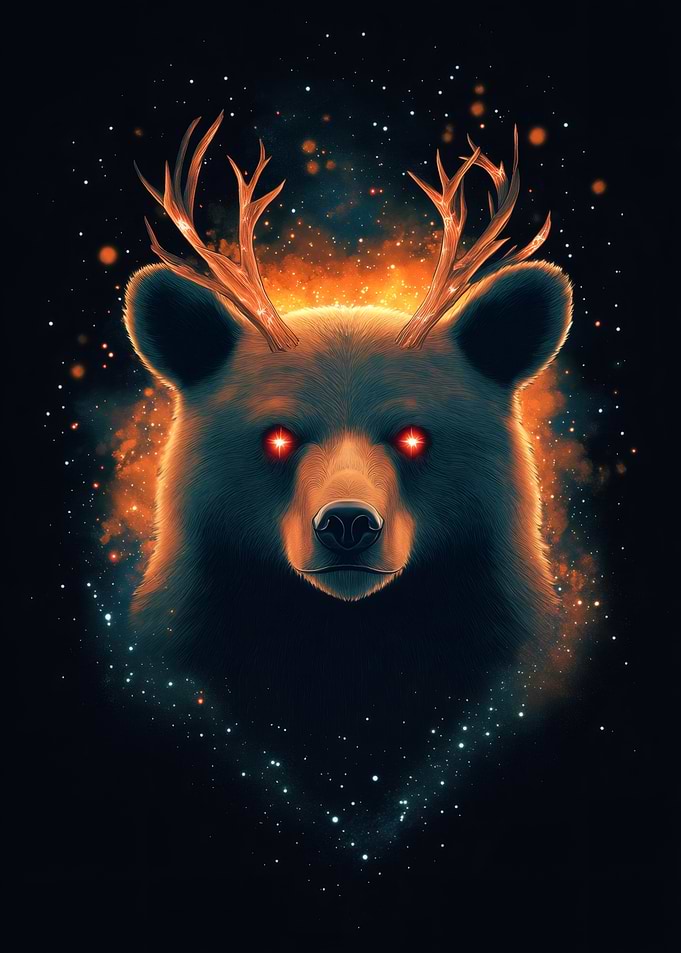 Bear with Antlers and Fire