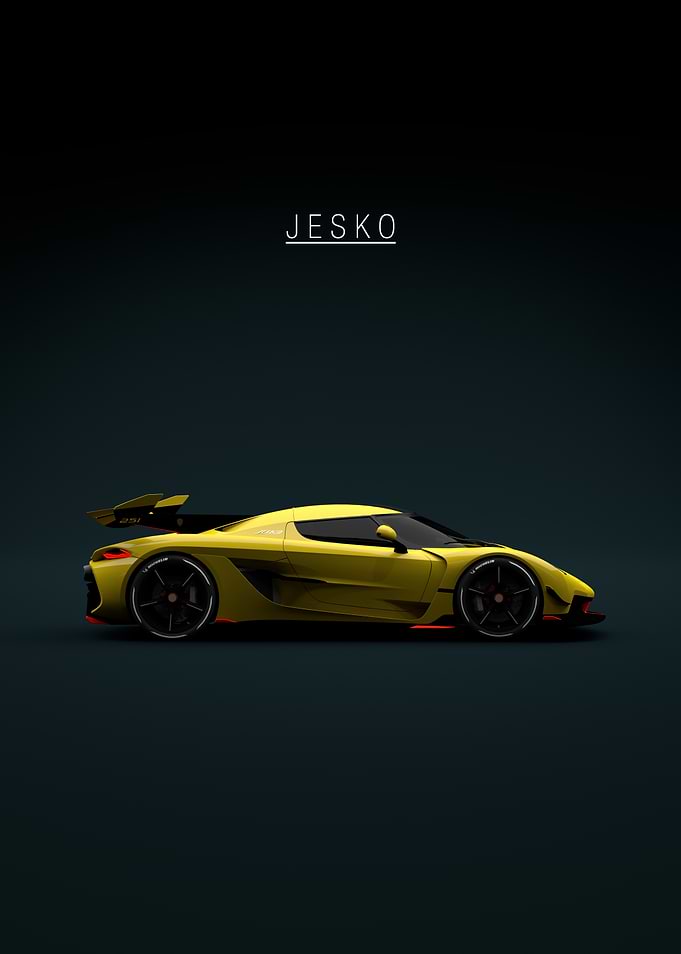 Yellow Koenigsegg Jesko - Green Background