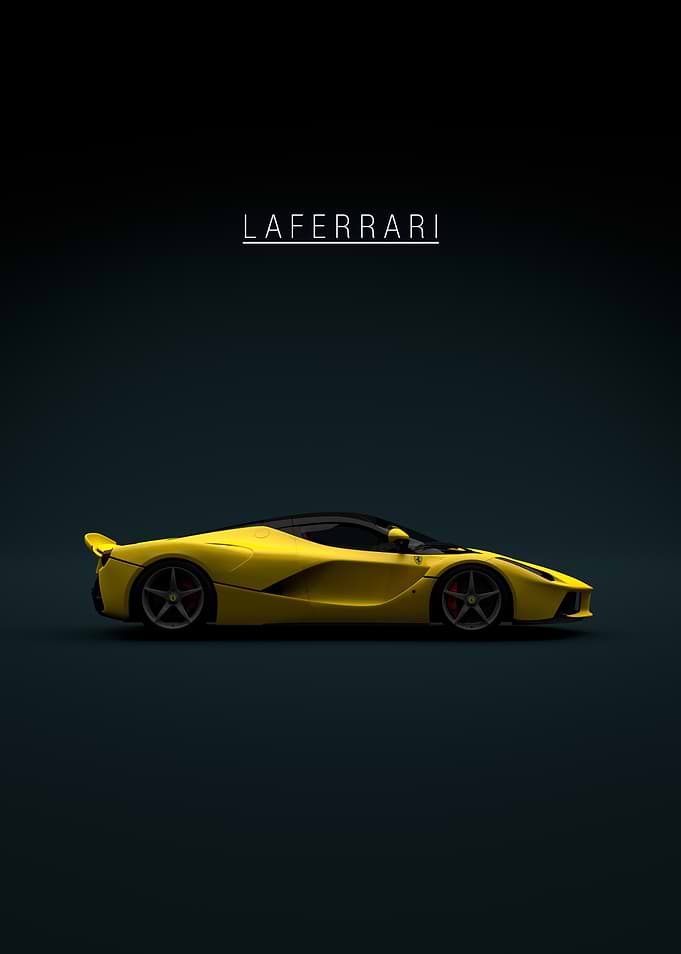 Yellow Ferrari LaFerrari - green background