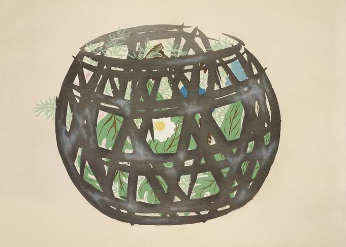 Japanese Floral Basket