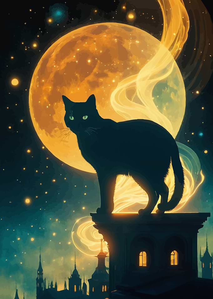 Black Cat on Rooftop
