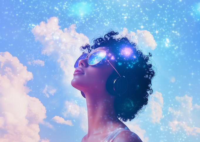 Woman Gazing at Stars