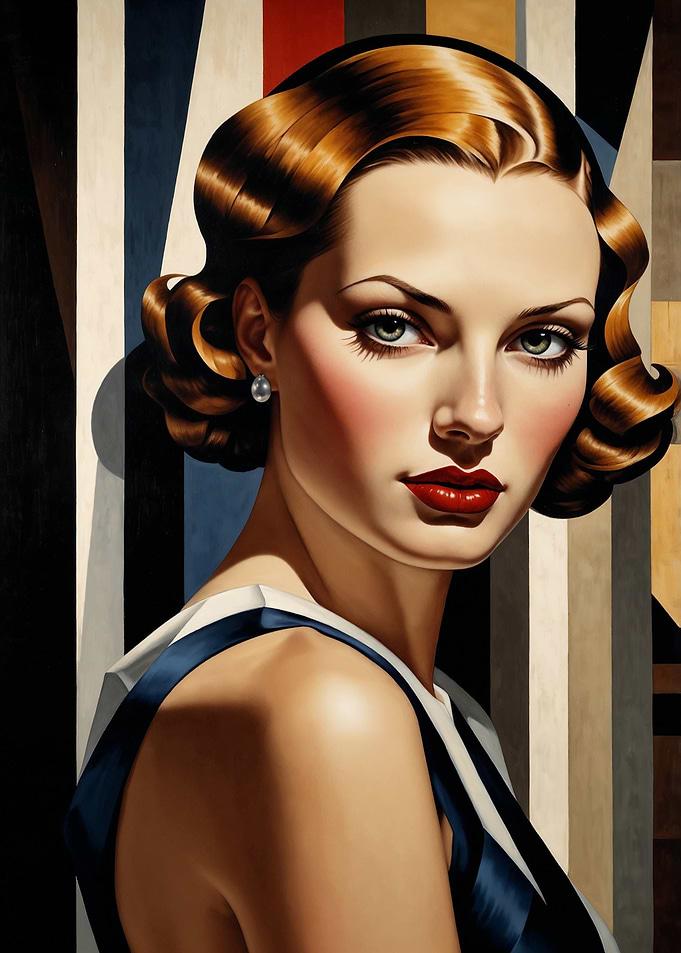 Art Deco 1930s Lempicka Style Glamour Portrait