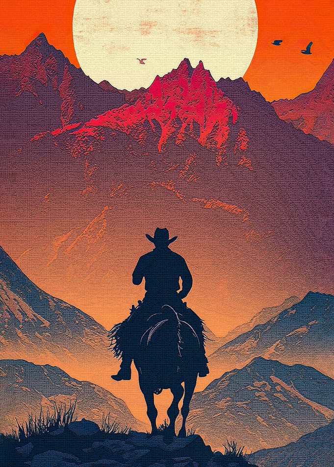 Cowboy Silhouette Sunset