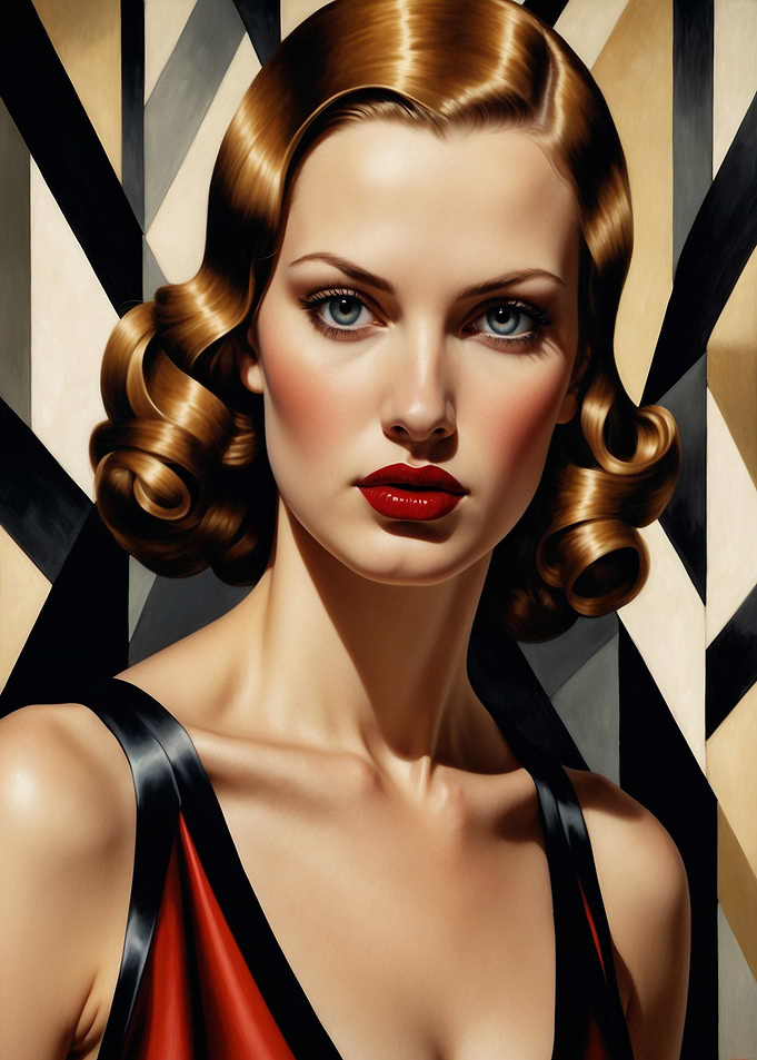 Vintage 1930s Art Deco Style Woman Portrait