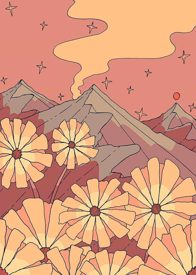 Mountain Sunset Flowers