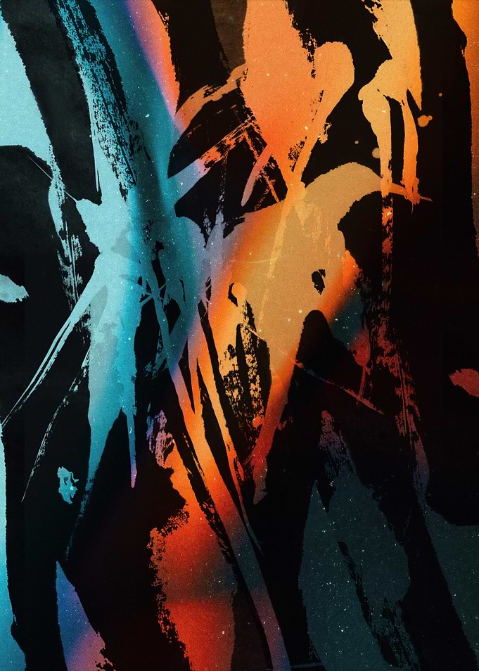 Abstract Brushstrokes Night Sky