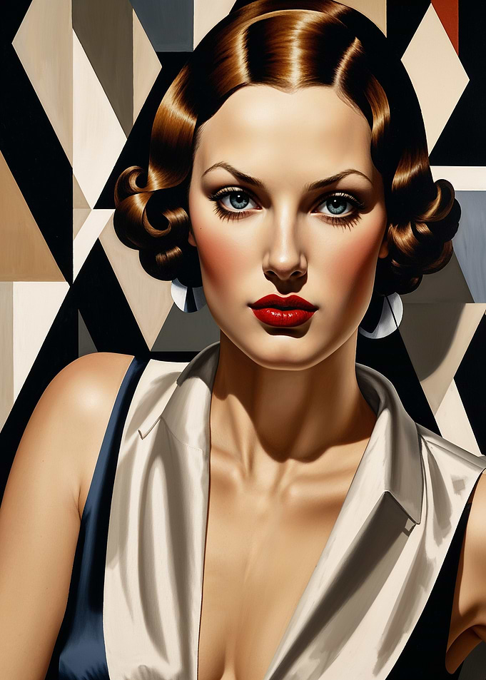 Vintage Lempicka Style Glamour Portrait