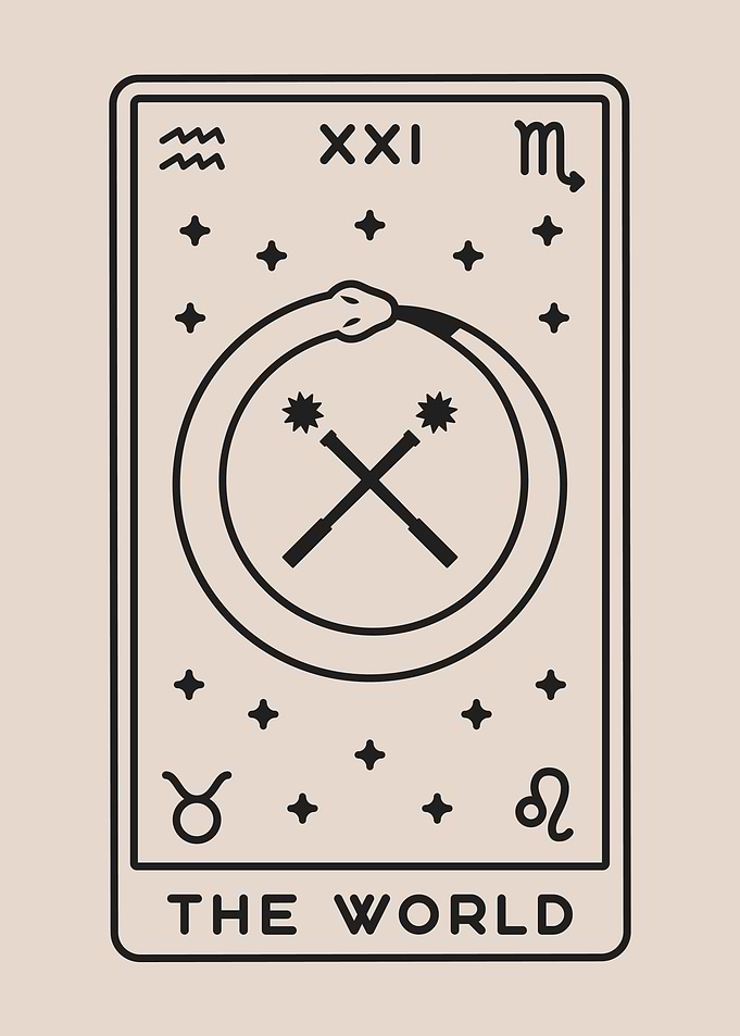 Beige Tarot Card THE WORLD