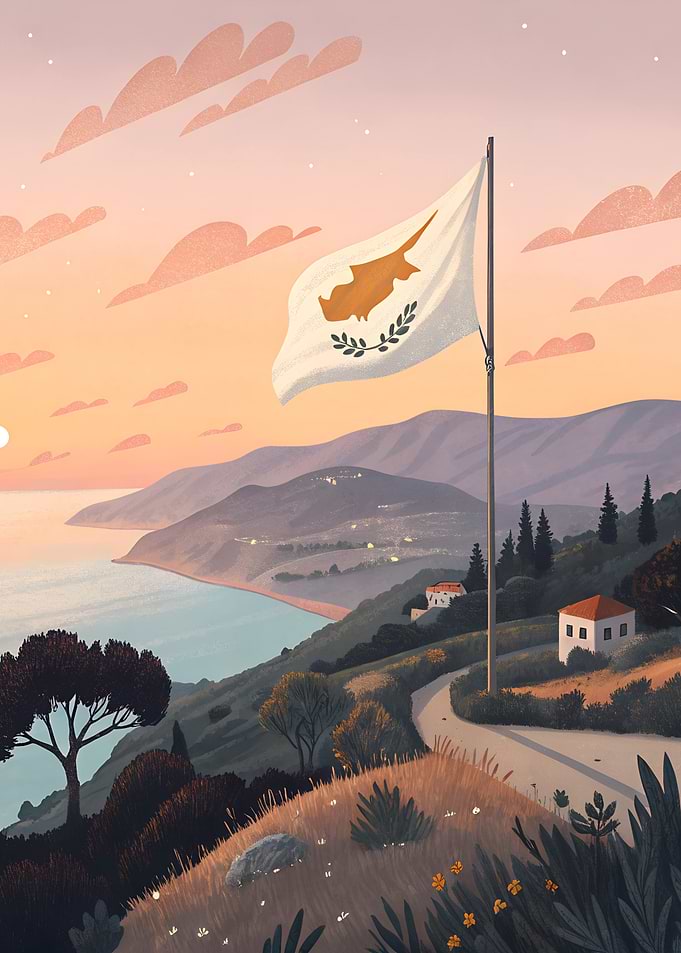 Cyprus Flag Sunset
