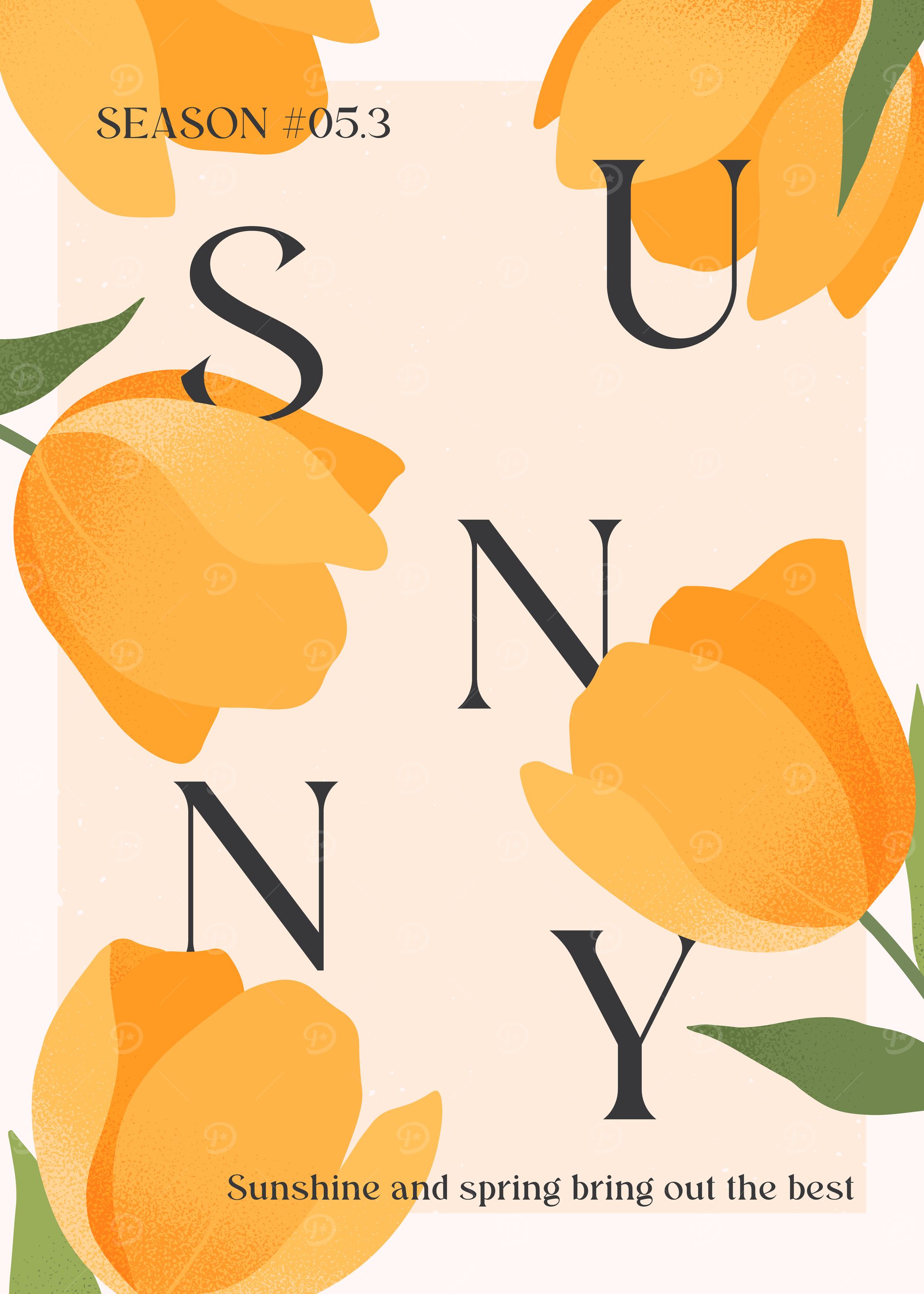 Sunny Floral Illustration with Tulips