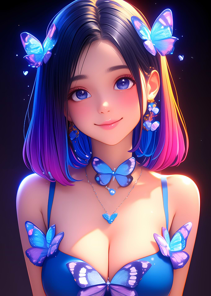 Anime Girl with Butterflies