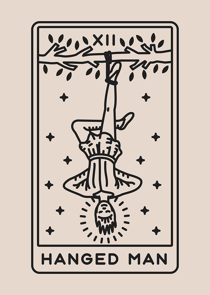 Beige Tarot Card THE HANGED MAN