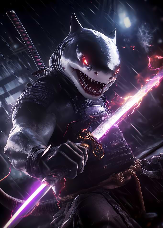 Shark Samurai Warrior Animal